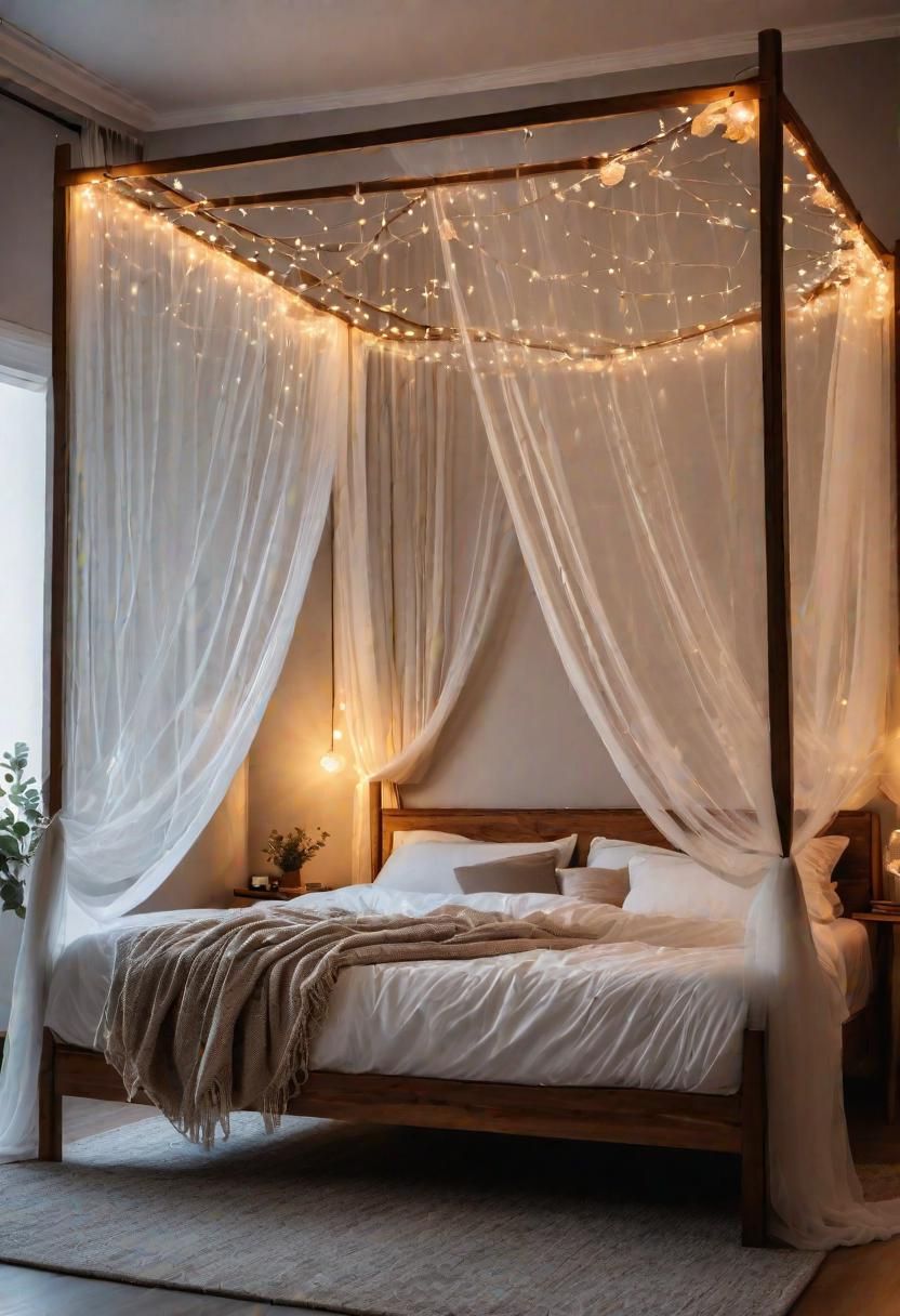 5. Twinkle Lights Bed Canopy