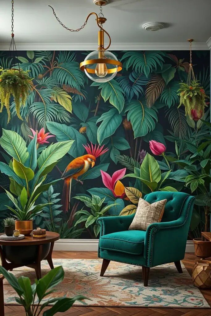 Bold Jungle Murals for a Tropical Accent Wall