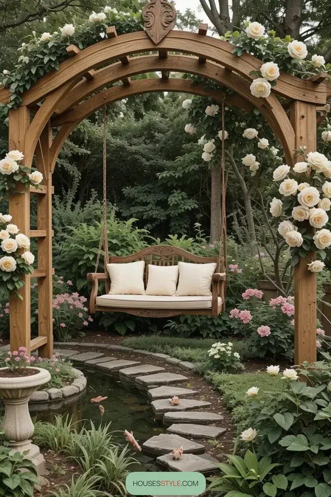 Swinging Benches Hung from Garden Arches - photo 2