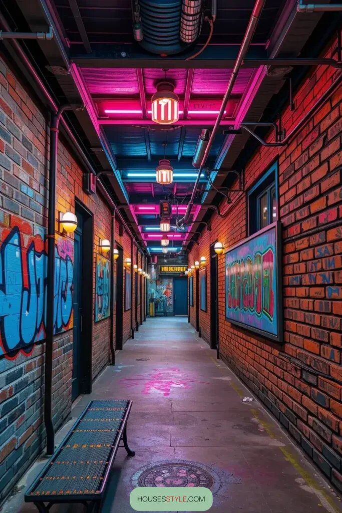 Neon-Lit Industrial Hallways Full of Energy