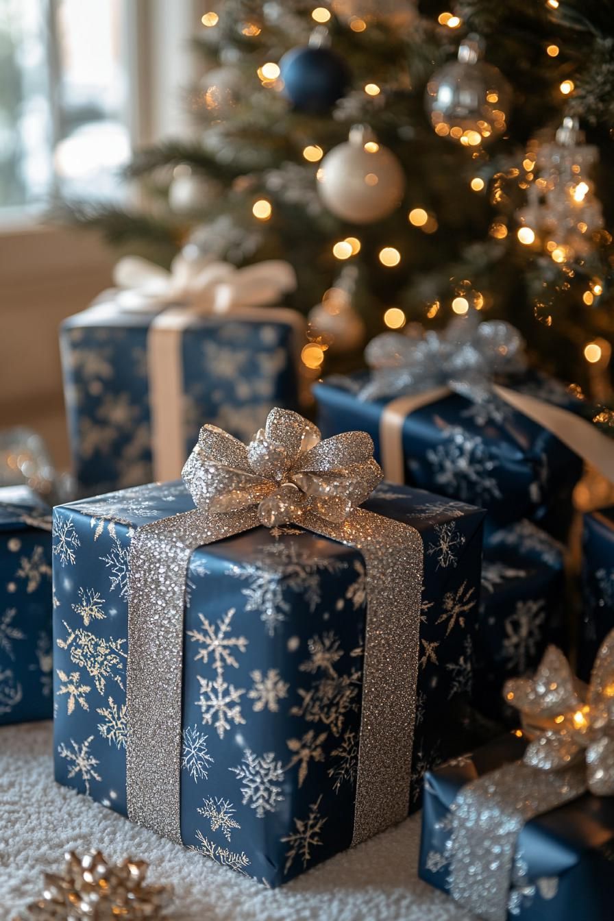 7. Chic Metallic Blue Gift Wrap - photo 2