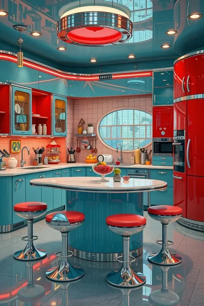 Neon Lights Make a Comeback in Vintage-style Kitchens