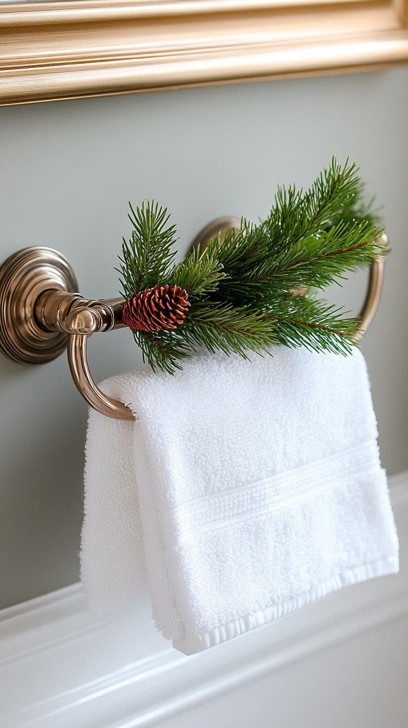 8. Pine Sprig on the Towel Holder