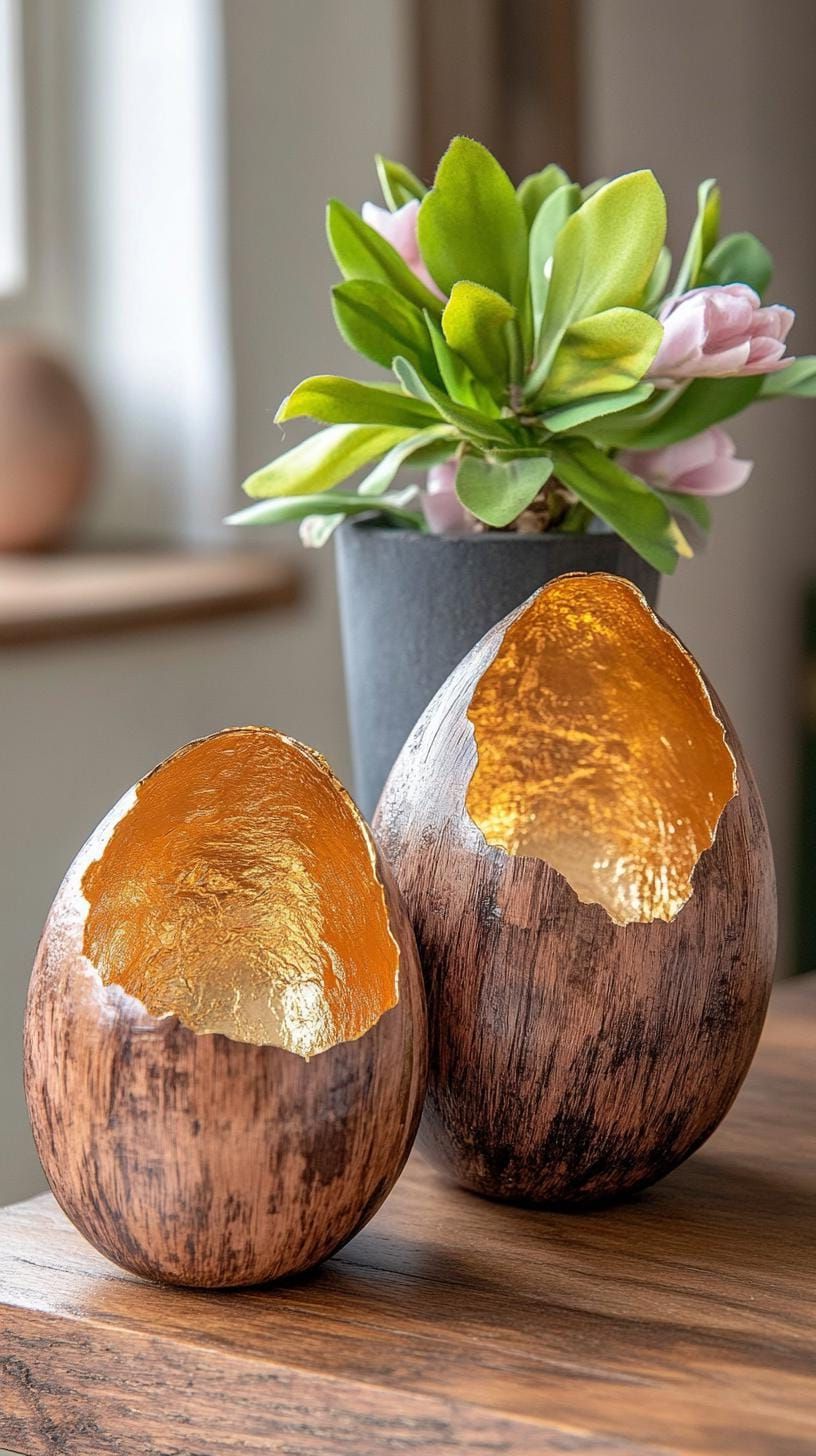 4. Gold Leaf Hollow Egg Decor - photo 3