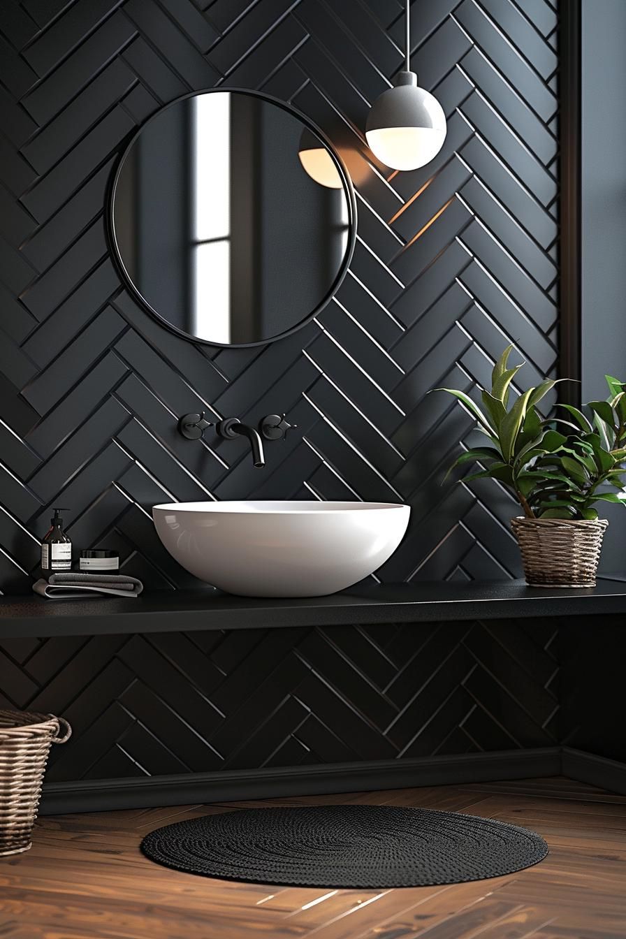 16. Herringbone Tile Bathroom Style