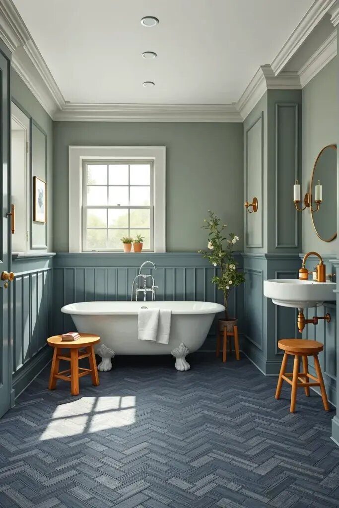 Blue Floors And Sage Walls Combined