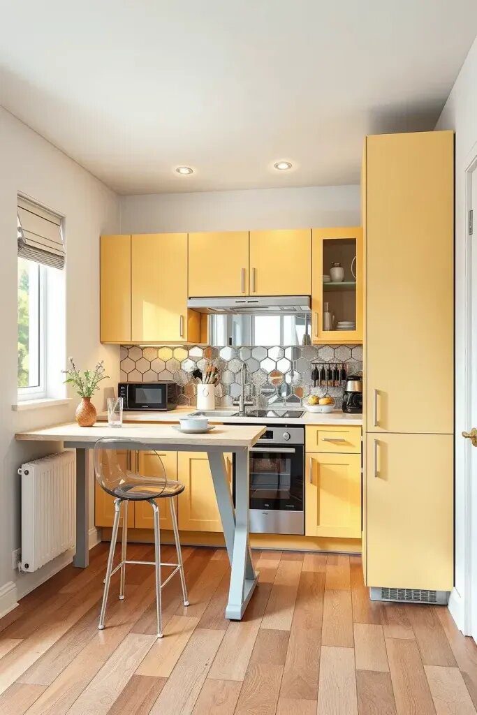 Yellow Cabinets for Brightening Small Kitchens