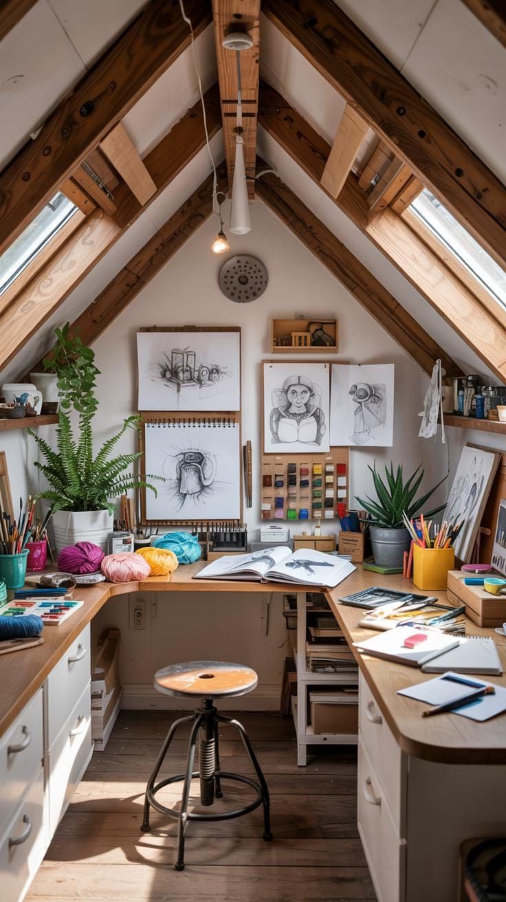 7. Attic Craft Space With a Skylight and Wraparound Desk - photo 3