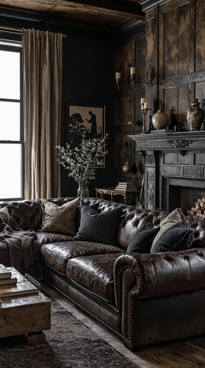 1. Gothic Farmhouse Living Room Style