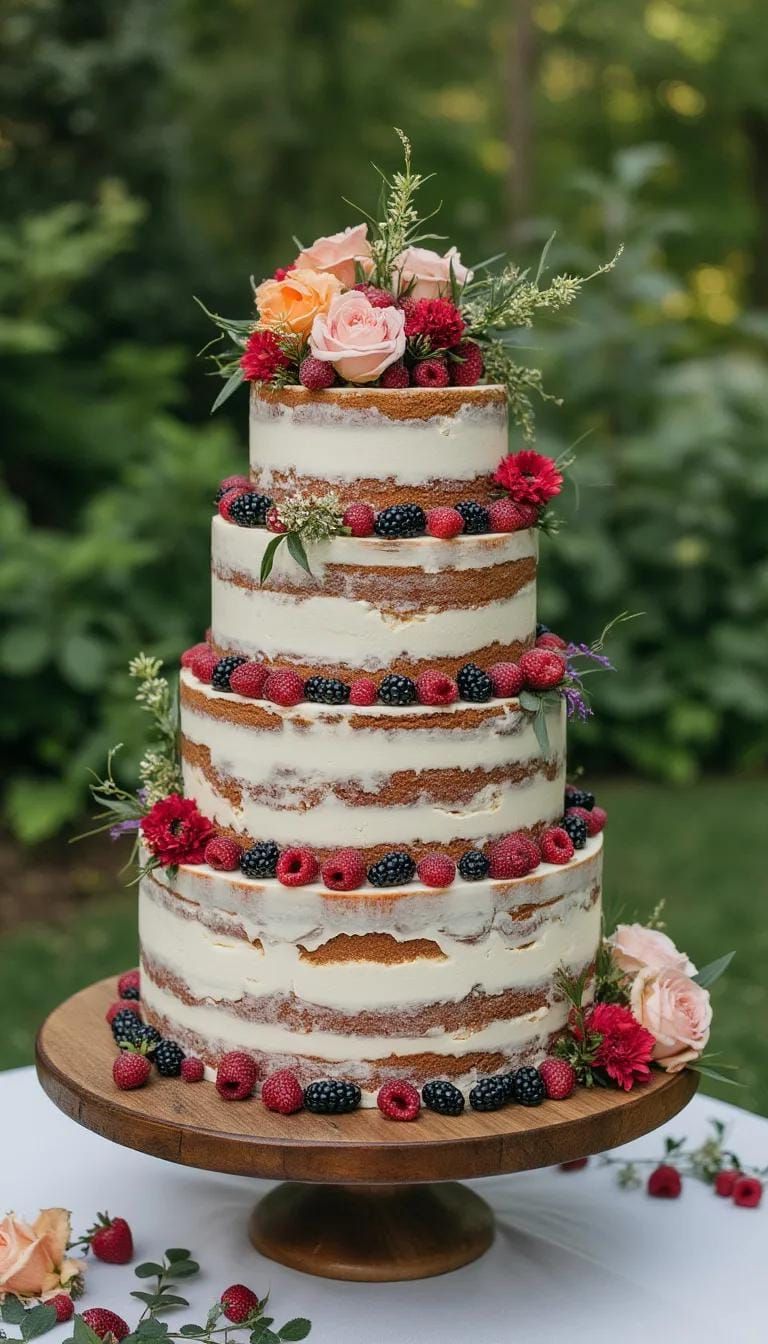 19. Berry And Flower Topped Naked Cake - photo 2
