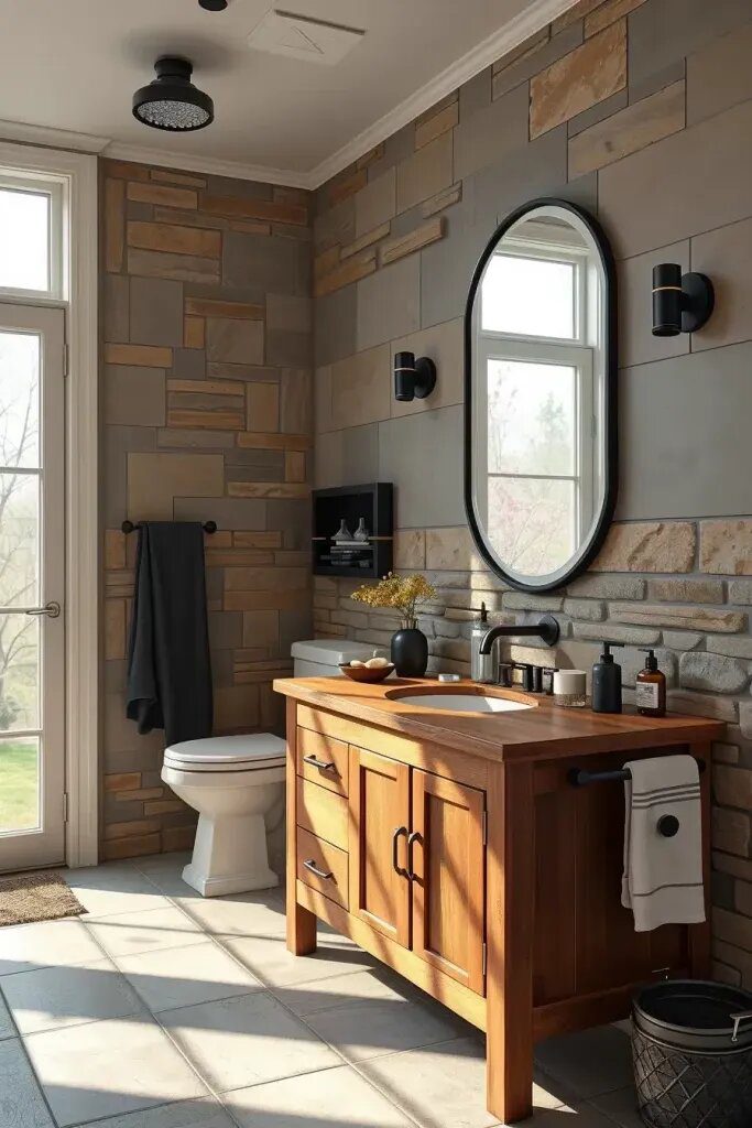 What Defines Modern Rustic Bathroom Style