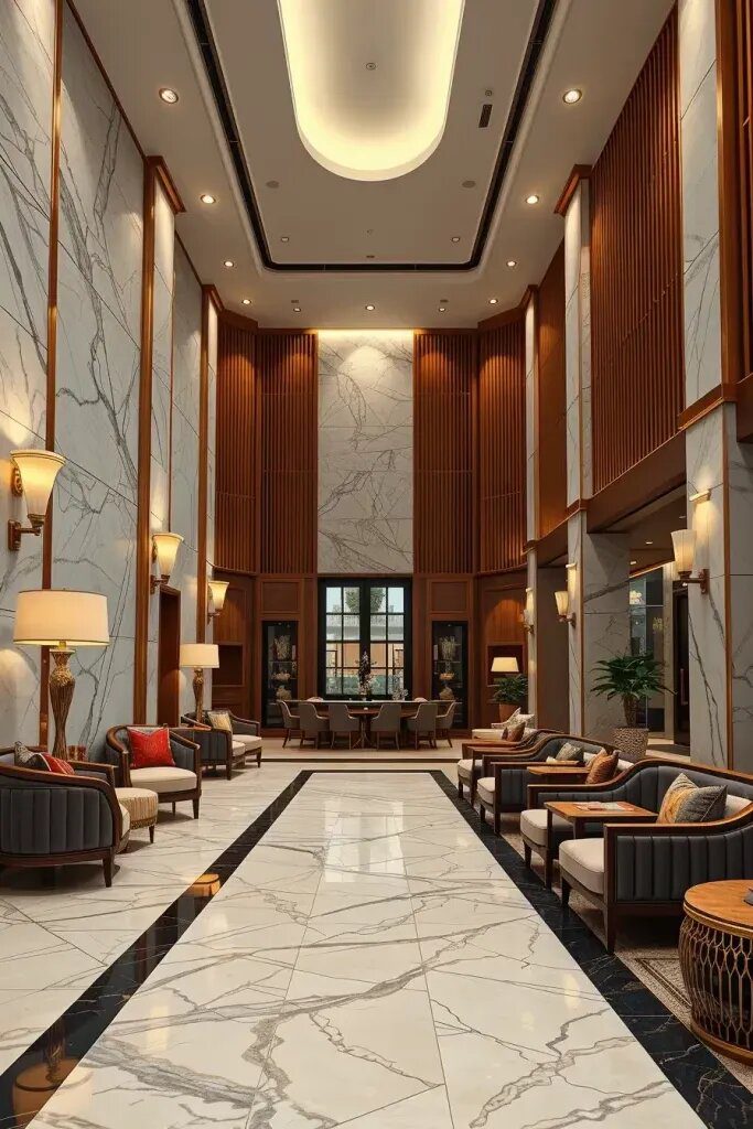 Layering Textures for Depth in Lobby Interiors