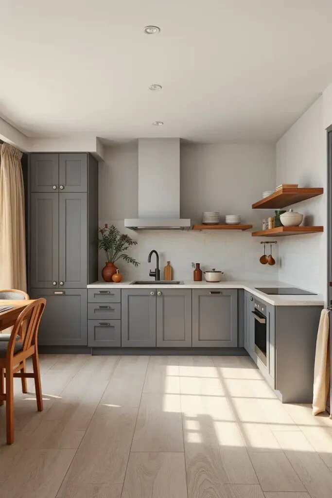 Japandi Kitchen Style with Gray Cabinets
