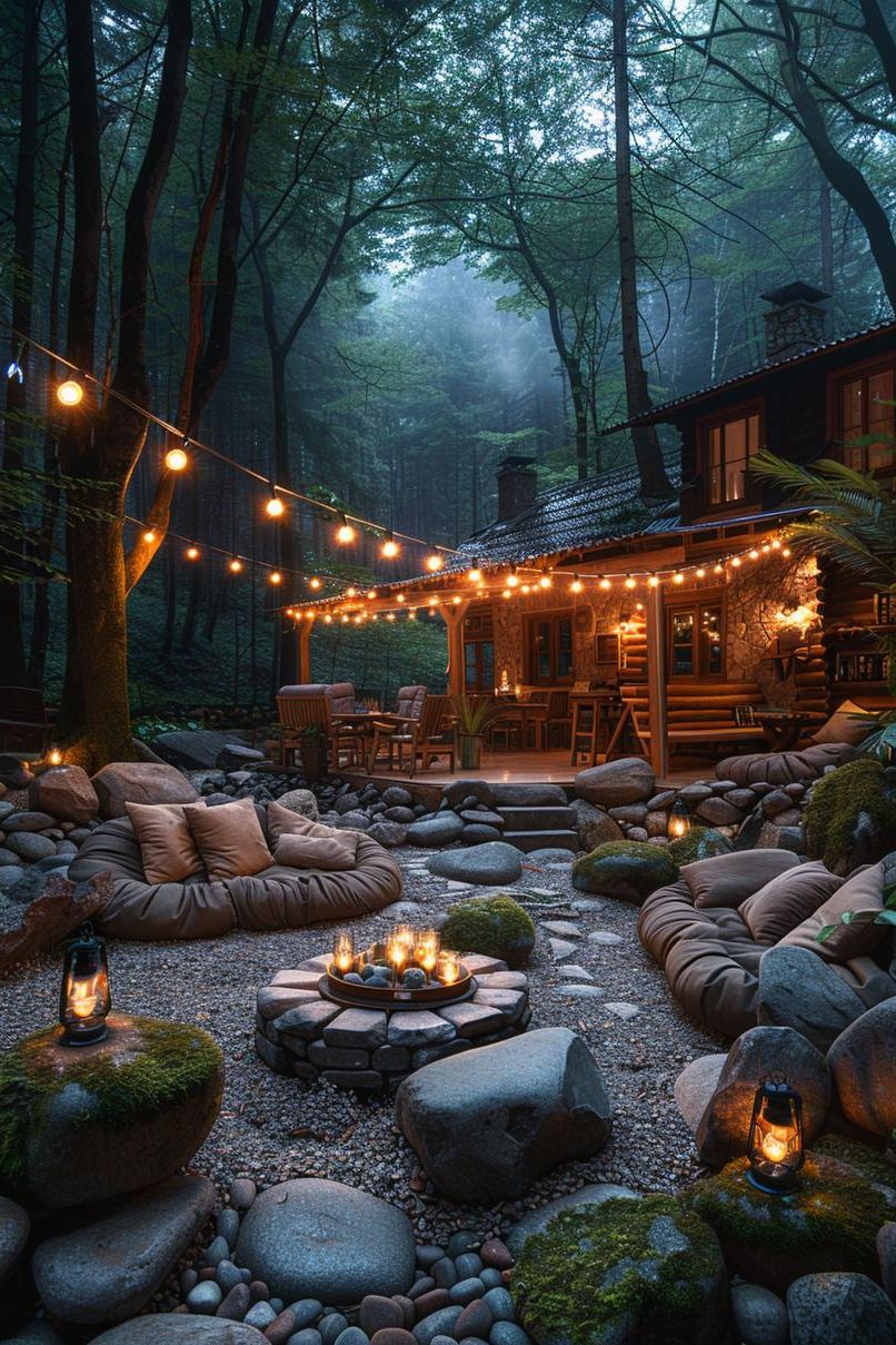 9. Whimsical Fairy Light Gravel Patios