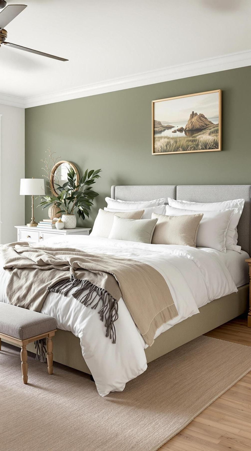 8. Coastal Olive Green Bedroom with Nautical Accents - photo 2