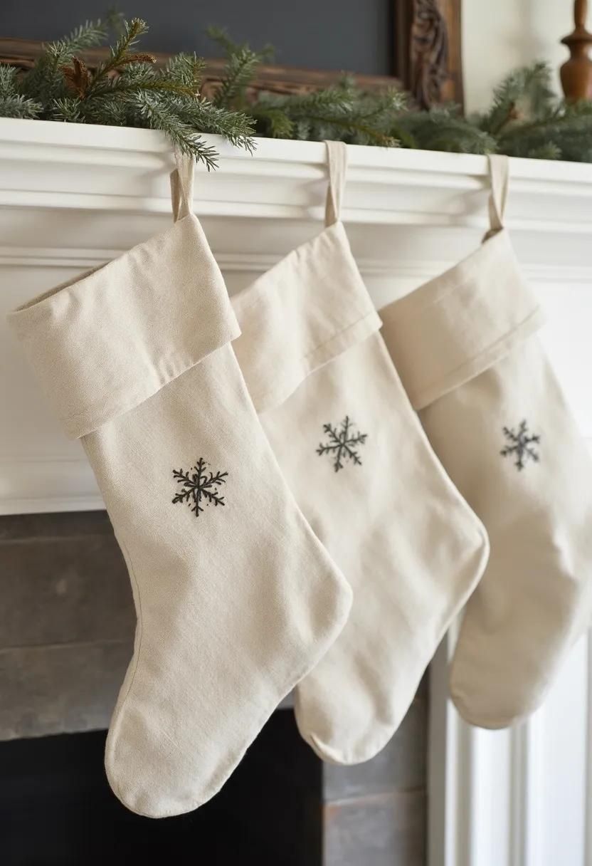 11. Simple Embroidered Linen Stocking Ideas