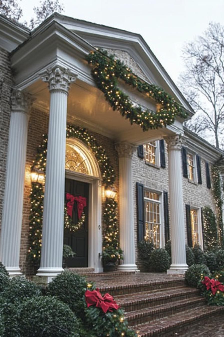 9. Wrapping Garlands on Porch Columns