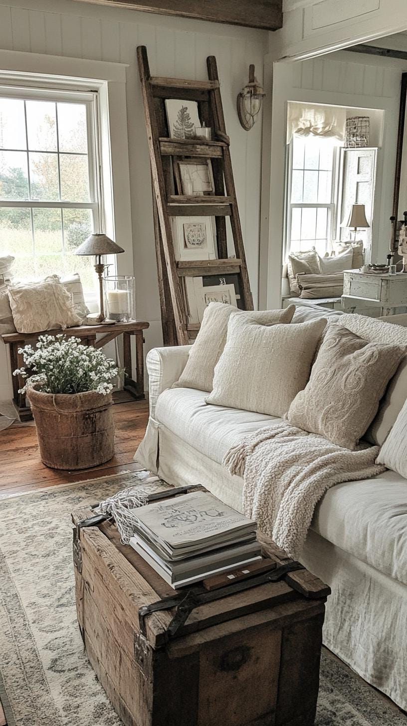 10. Styling with Rustic Wood Ladders
