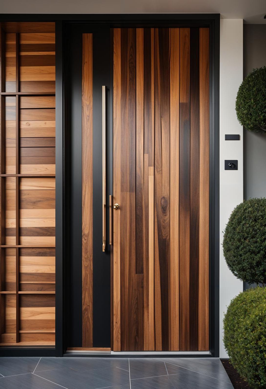8. Asymmetrical Wood Strip Door Design - photo 3