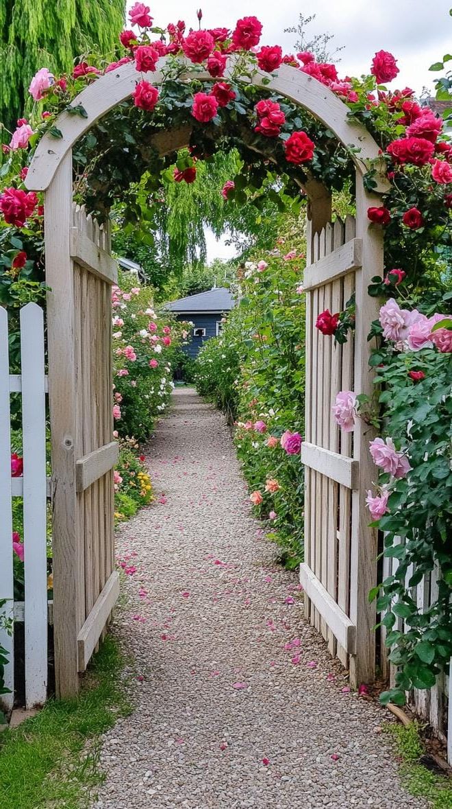 14. Wood Arbor Wrapped in Climbing Roses - photo 2