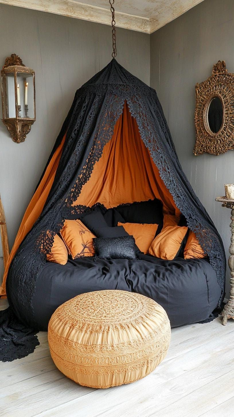 18. Black Lace Drapes Around An Incense And Pouf Corner - photo 3