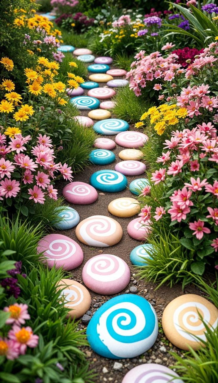 16. A Candy-Colored Path of Painted Stones