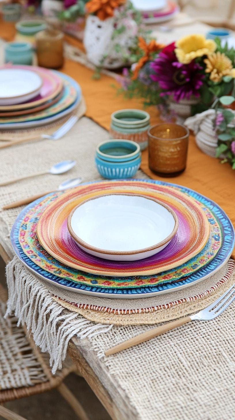 8. Colorful Bohemian Winter Table Decor - photo 3