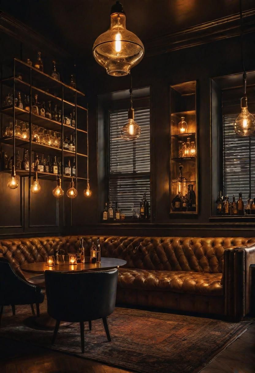 16. Edgy Bar Nook with Edison Bulbs