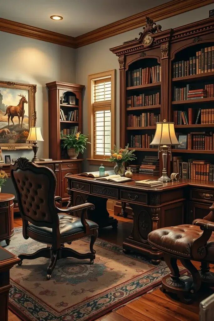 Carved Furniture for a Refined Home Office