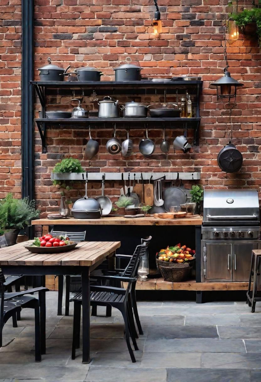 14. Industrial-Rustic Outdoor Kitchen Look
