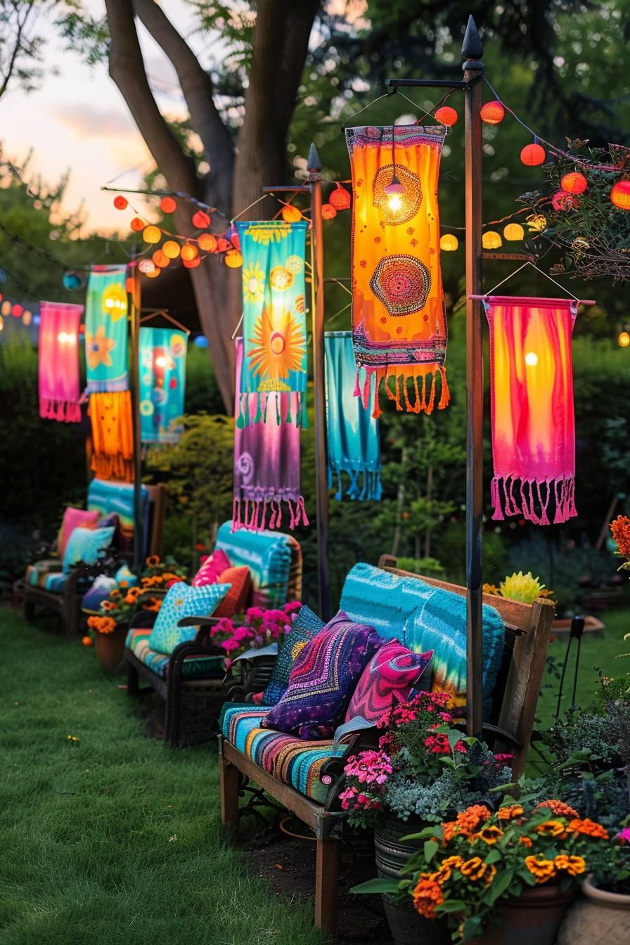 3. Colorful Tie-Dye Garden Flags - photo 3