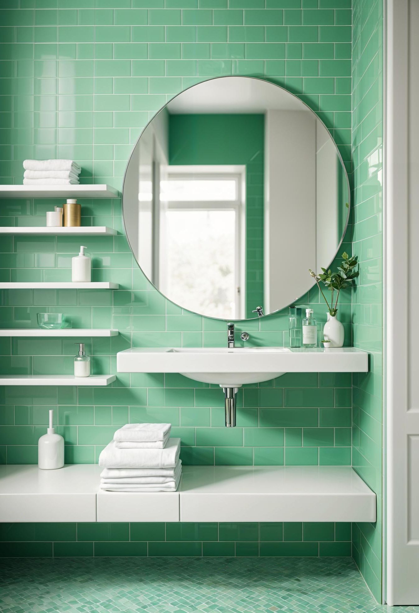 4. Sleek Mint Green Bathroom Refresh