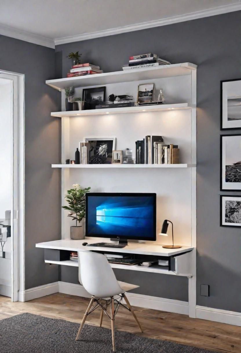 15. Built-In Shelves with a Pull-Out Desk