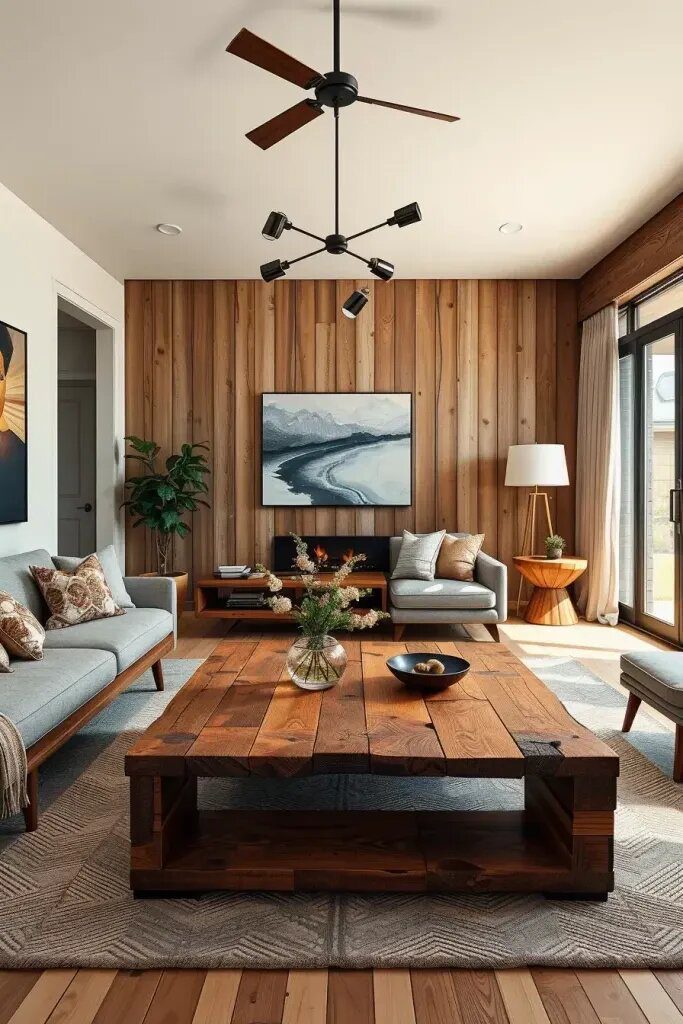 Blend of Modern and Rustic Wood Decor
