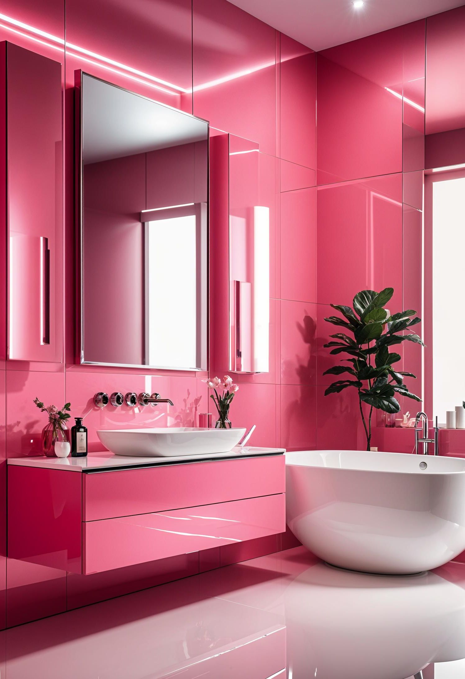12. A Futuristic Take on Pink Bathrooms