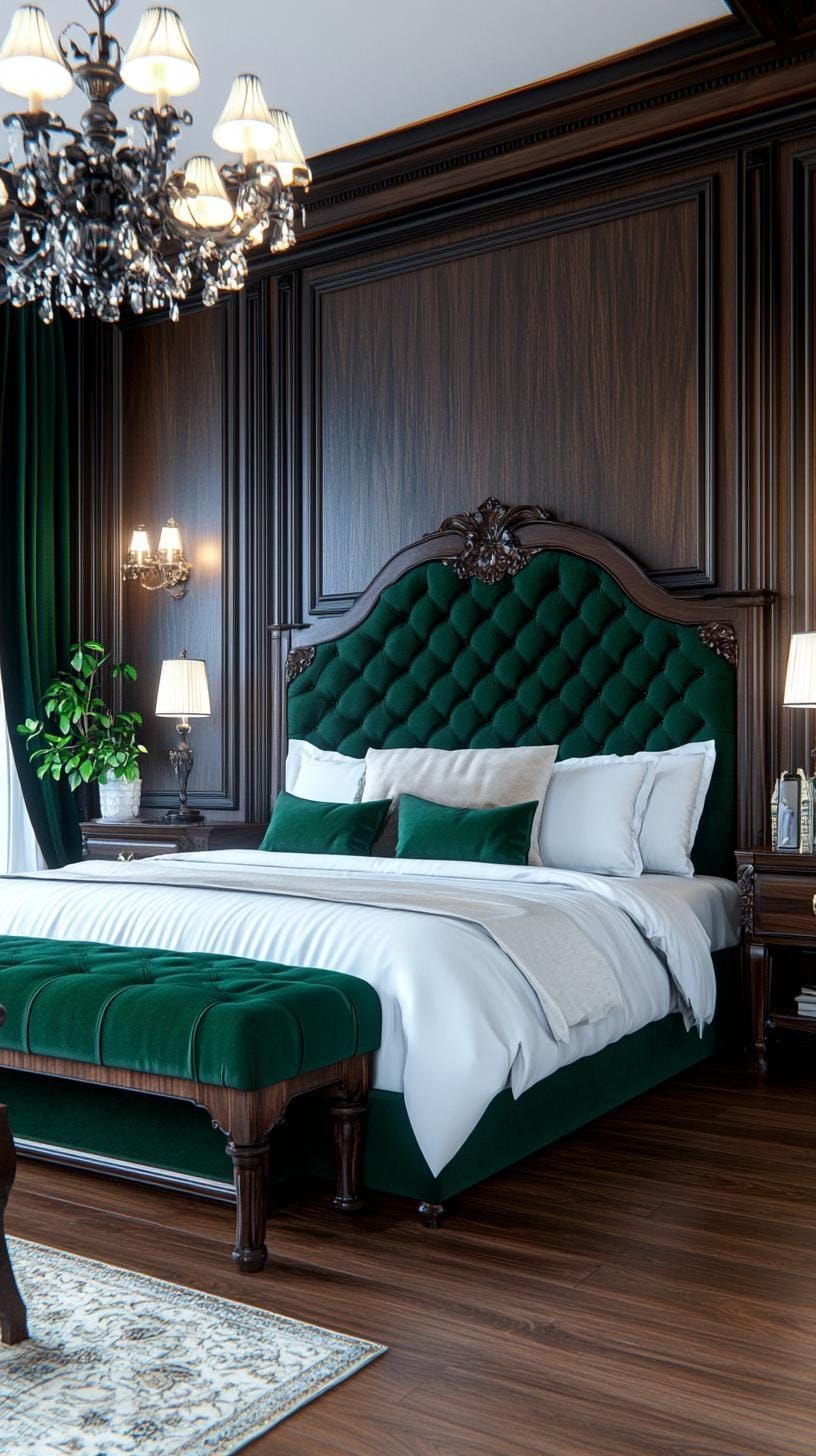 20. Moody velvet bedding against dark wall paint - photo 2
