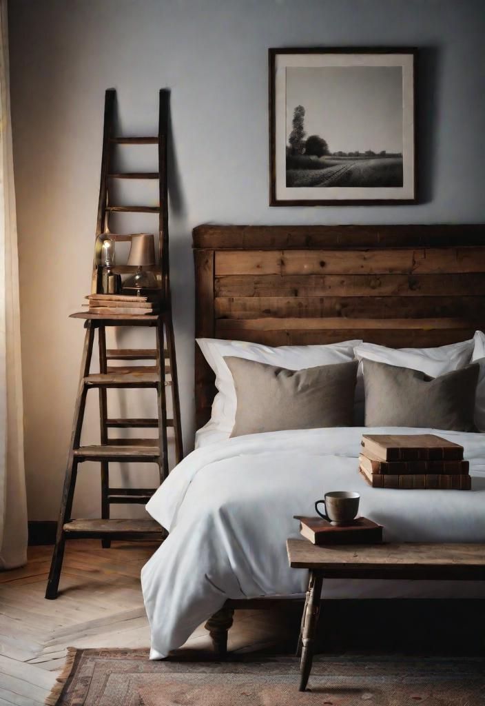 33. Antique Step Ladder as a Nightstand