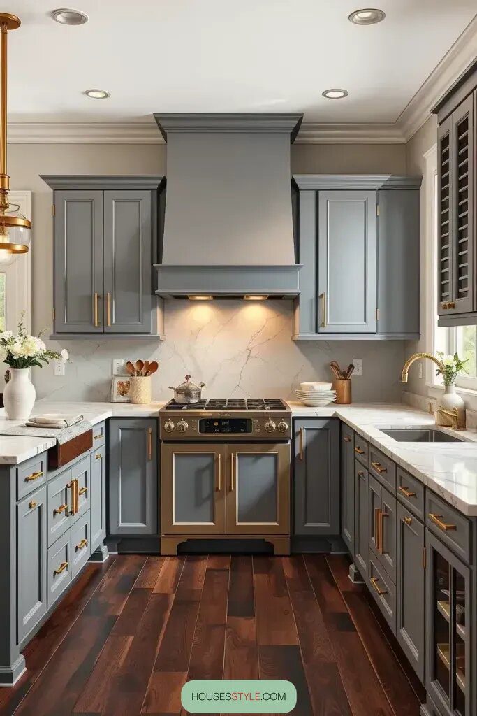 Gold Hardware Paired with Gray Cabinets - photo 2