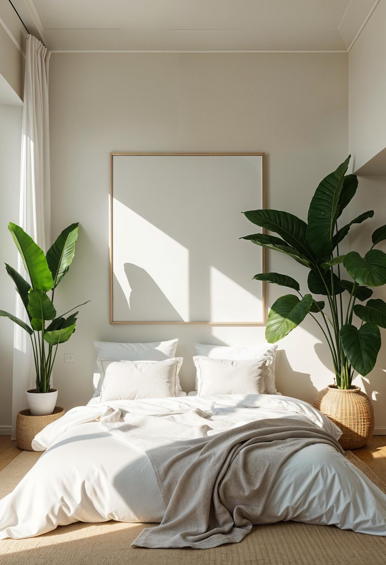 4. Minimalist white walls with green plant accents - photo 2