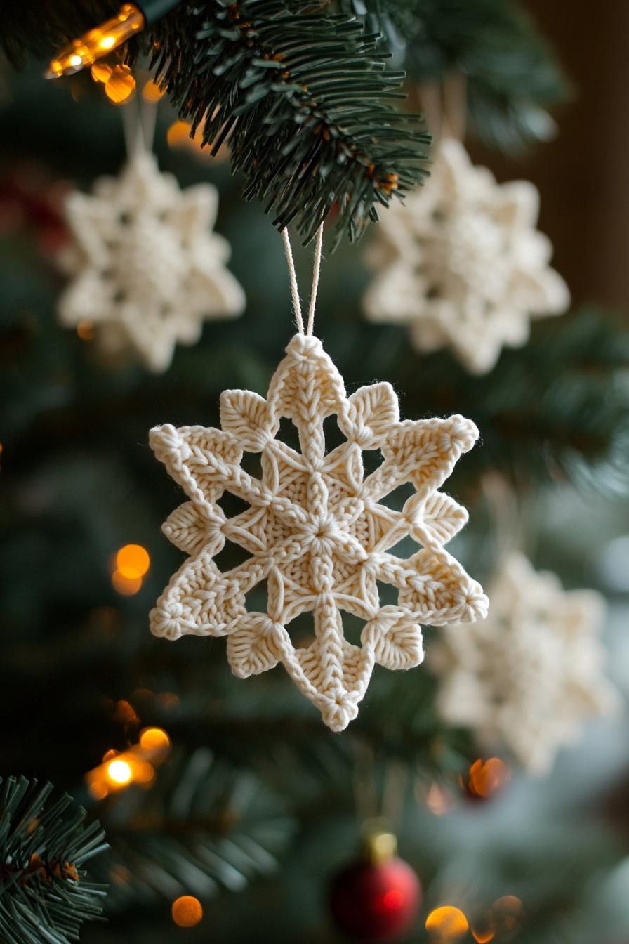 7. Crochet Boho Snowflake Ornaments