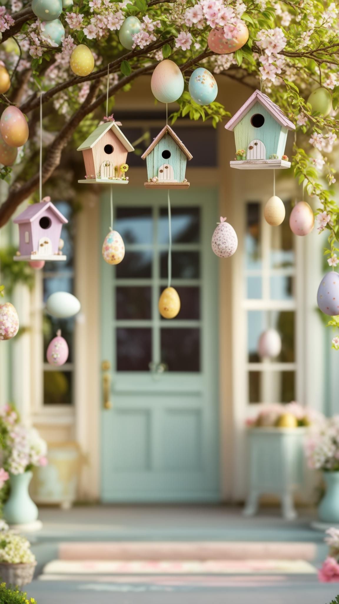 2. Enchanting Easter Birdhouse Display