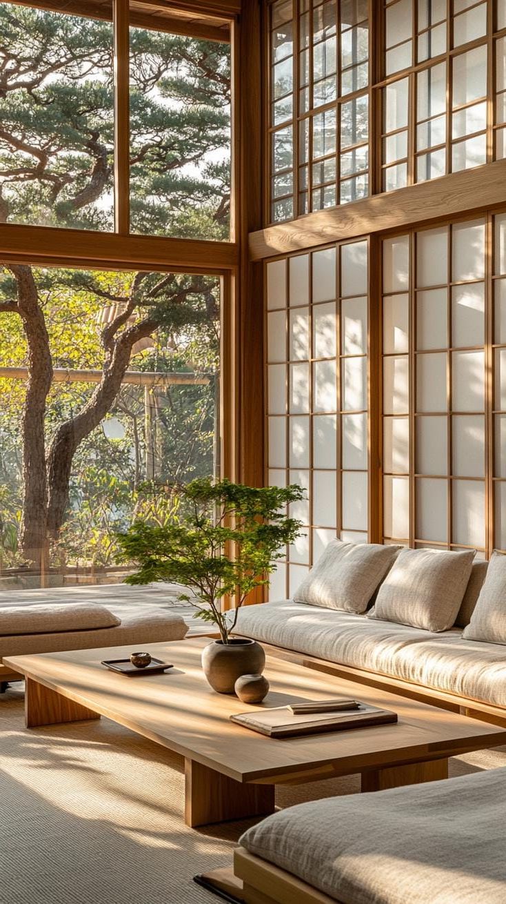 7. Low Oak Furniture with an Ikebana Centerpiece - photo 3