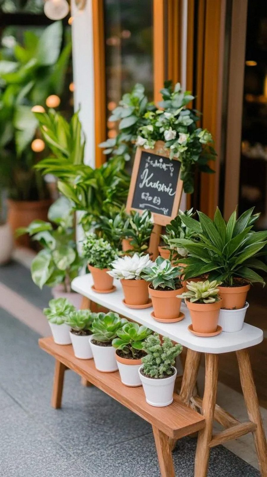 21. Chalkboard-Labeled Potted Plant Favors