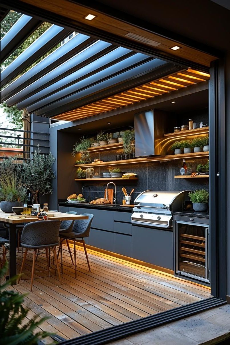 2. Modern Patio Kitchen with Pergola