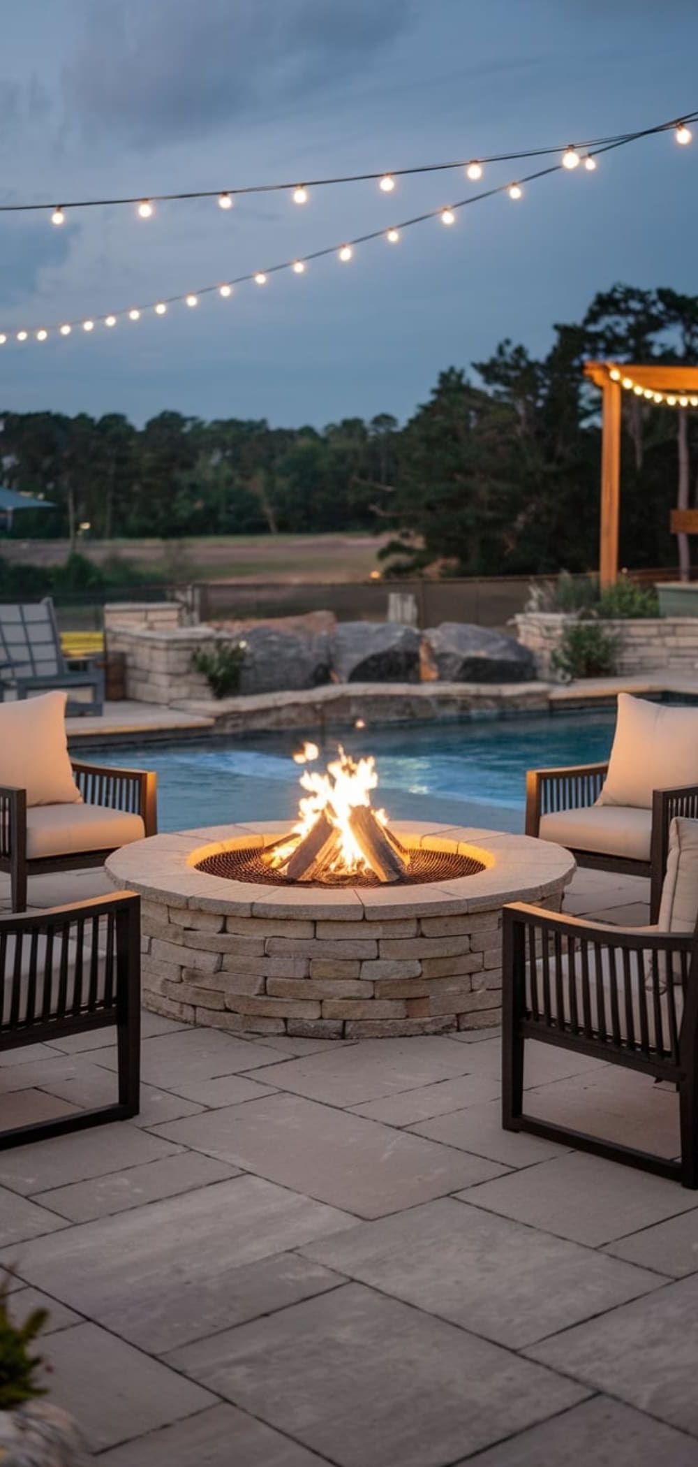 13. Fire Pit Lounge Ideas for Your Pool Deck