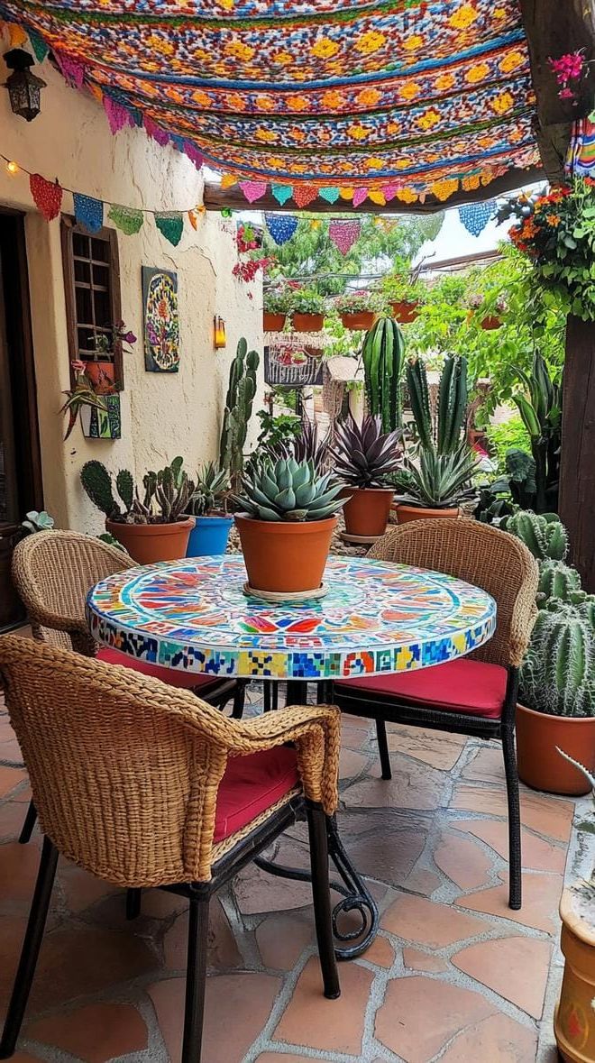 9. Mexican-Inspired Patio with a Colorful Tile Canopy - photo 2