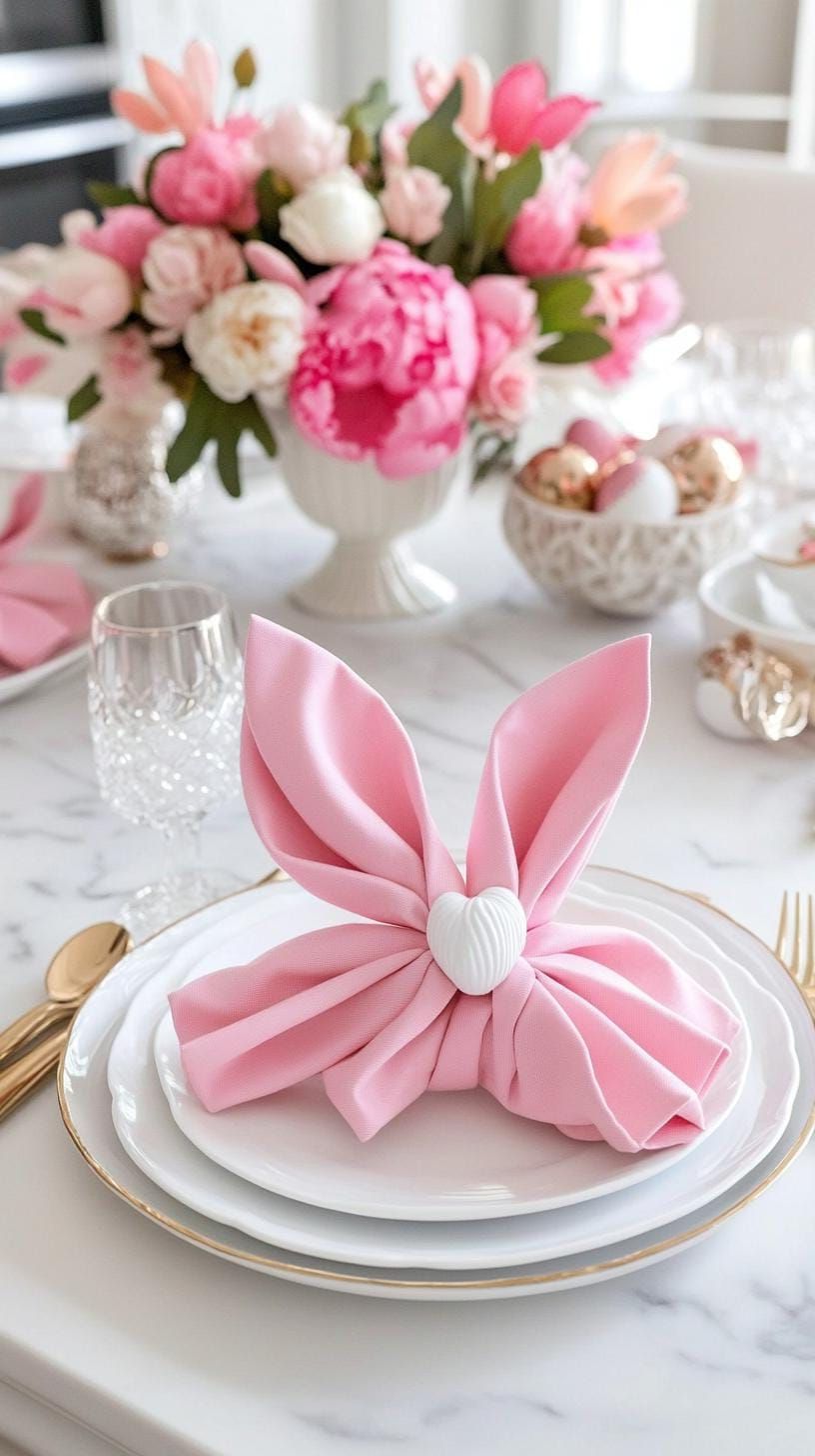 5. Elegant Easter Table With Bunny Ear Napkins - photo 2