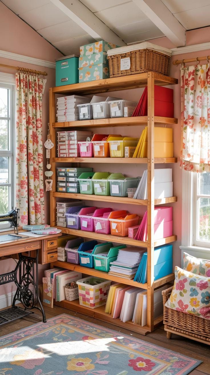 4. Stacked Storage Tower With Bins and Colorful Paper - photo 3
