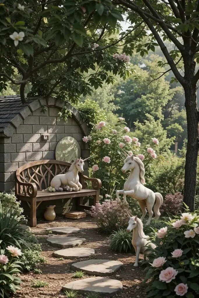 Whimsical Unicorn Statues for Hidden Garden Corners