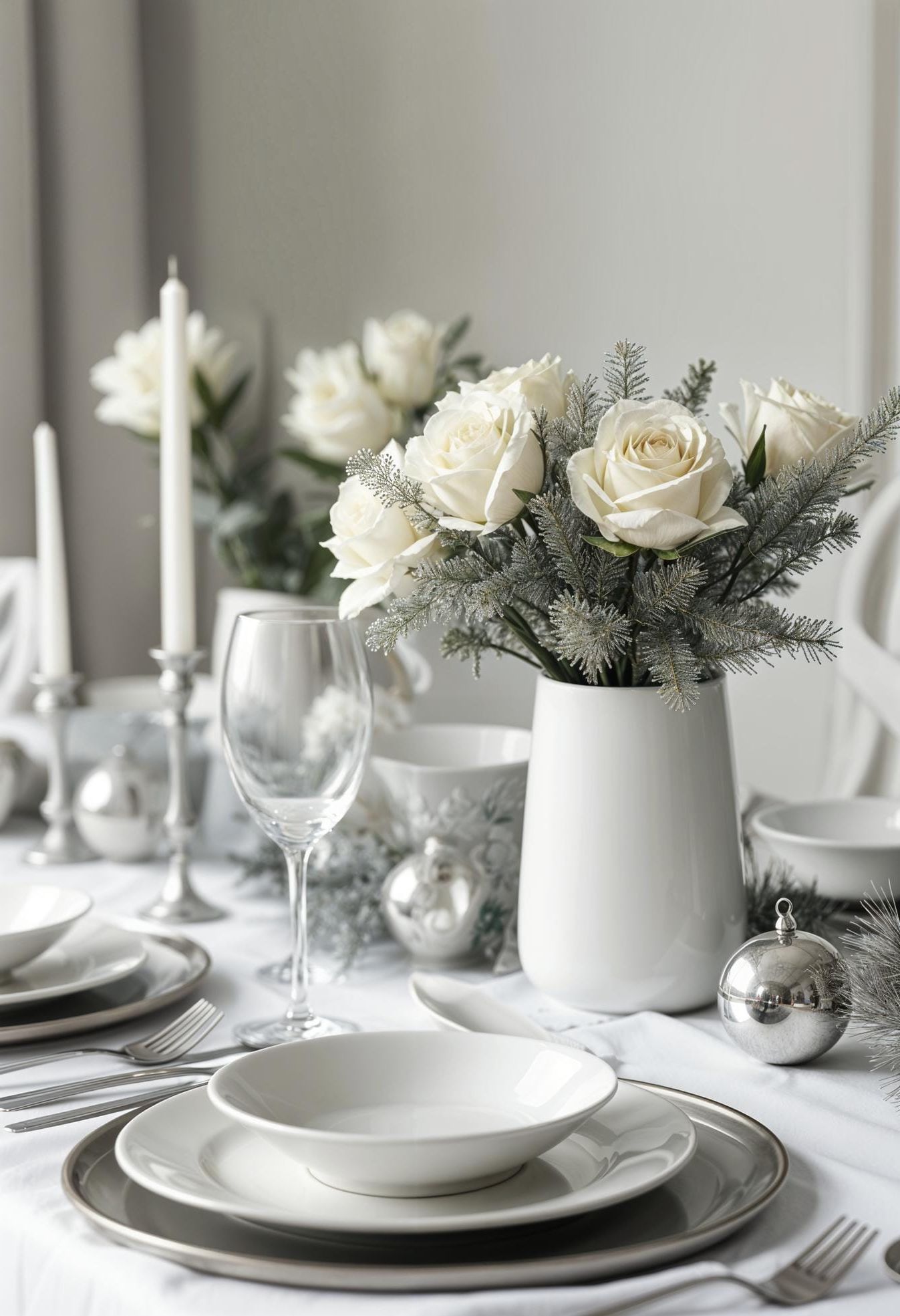 4. White and Silver Christmas Table with Simple Elegance - photo 2
